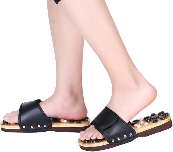 Fodmassage Slippers, Sorte Kraftige Natursten Fødder Acupoin