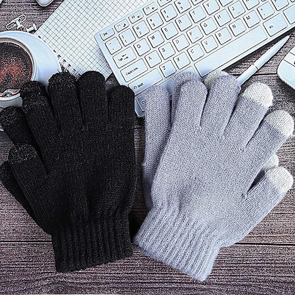 2 par barnvantar pekskärmsvantar vinter stretch stickade handskar magiska handskar för pojkar och flickor