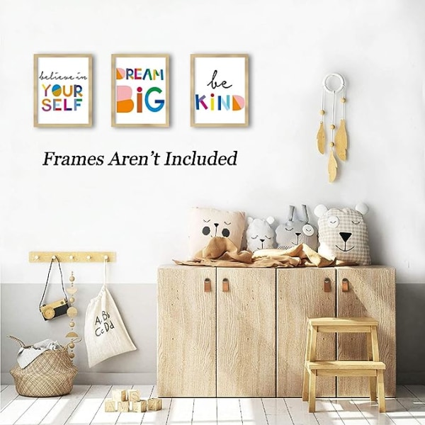 Vattenfärg Ord Inspirerande Citat Typografi Konsttryck Set av 3