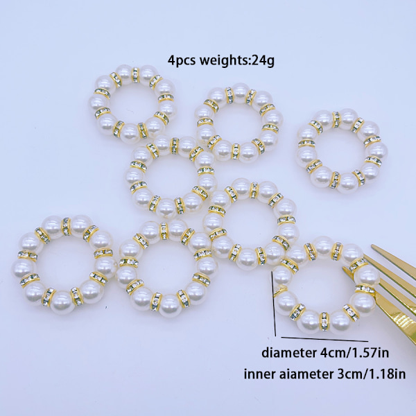 100 stk. Perle Servietringe Servietringholder Imitation Perle Hvid Serviet
