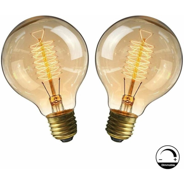 Vintage E27-lampa, trådlös lampa retro antik 220-240V stor glödlampa 40W Edison Glo