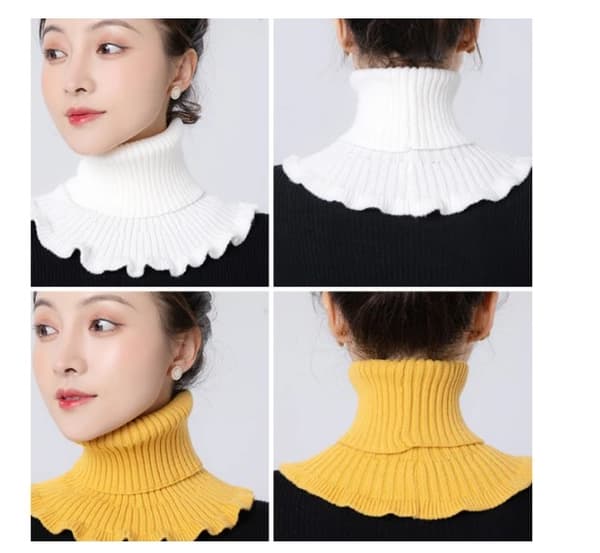 2 stk. Dame Strikket Ull Falsk Krage Skjerf Ensfarget Elastisk Varm