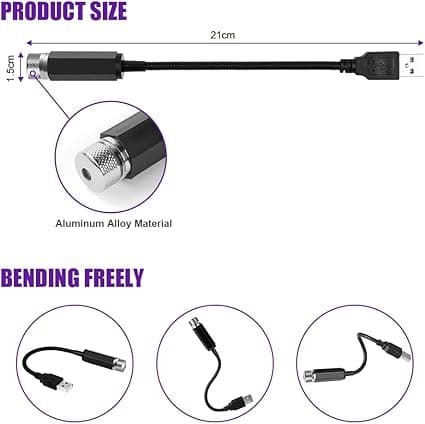 LED-omgivningsljus, USB-biltakslampa, justerbar multi-mode bilatmosfär