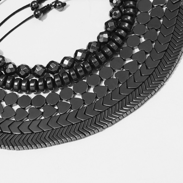 Unisex Magnetisk Hematit Sten Justerbar Armband Bangle Gå Ner I Vikt Smycken, set om 6 st