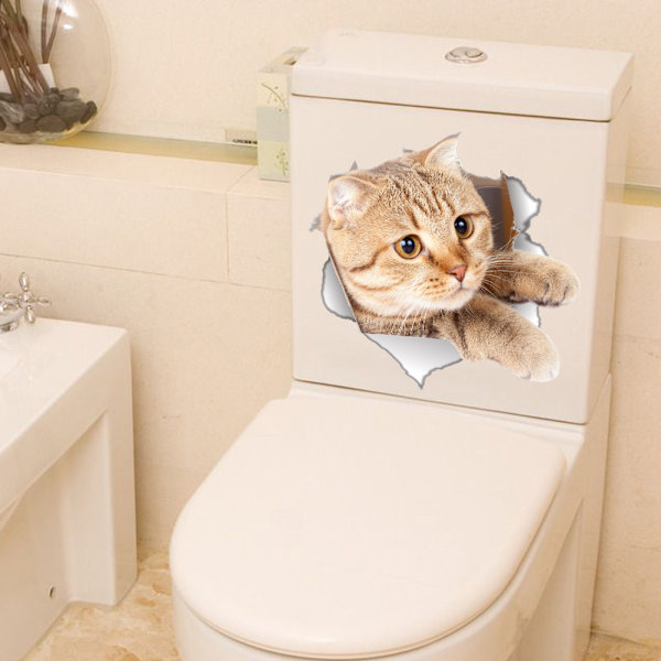 1 st katt väggdekal badrumsdekoration tecknad kattunge väggmålning DIY