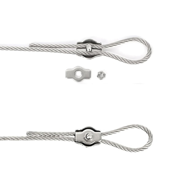 10 stk. Wire Rope Clamp, M3 Kabelklemme, Rustfritt Stål Kabelklips for 3 mm Stålvaier, Simplex Klips for Byggeplasser og Skip
