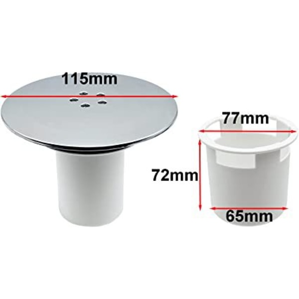 90mm/115mm Dusjristdekselutskifting, Universal Dusjristdeksel, Krom Dusjpropp, Rask Strøm