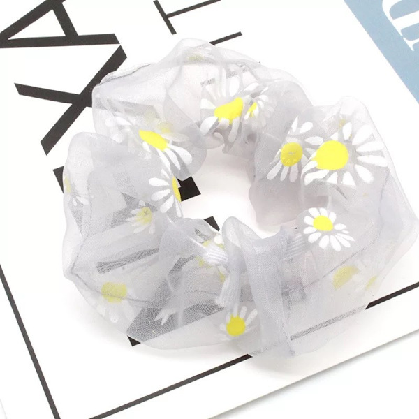 Hår Scrunchie Elastisk Elastisk Gummiband Hårband Organza Daisy