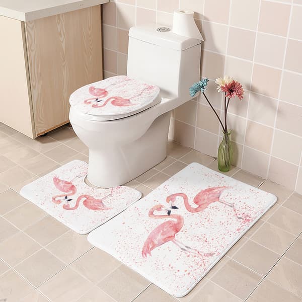 Rosa Flamingo Duschdraperi 3D Digitaltryck Vattentät Dusch