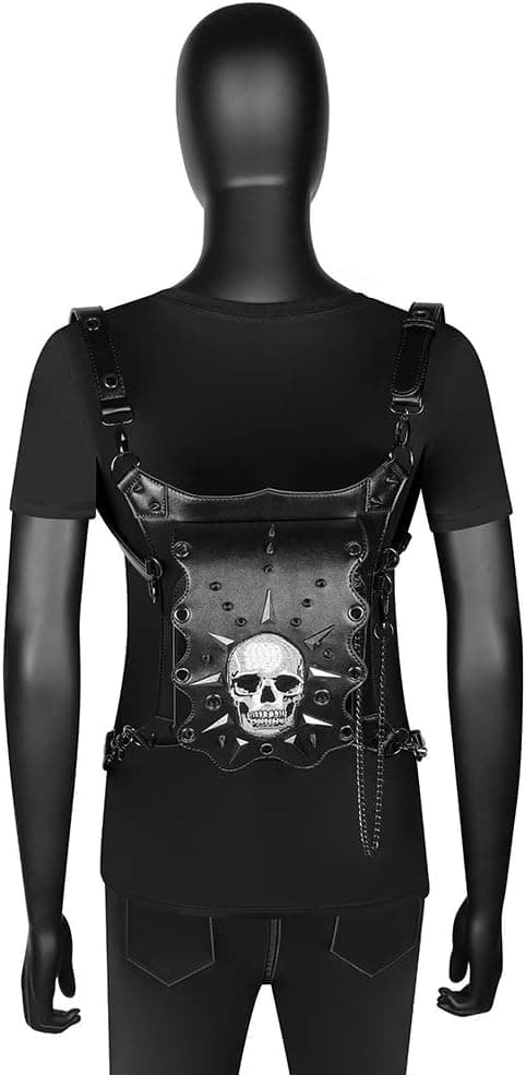 Dödskalle midjeväska, Steampunk nitar bältesväska, gotiska läder budväskor, Shou