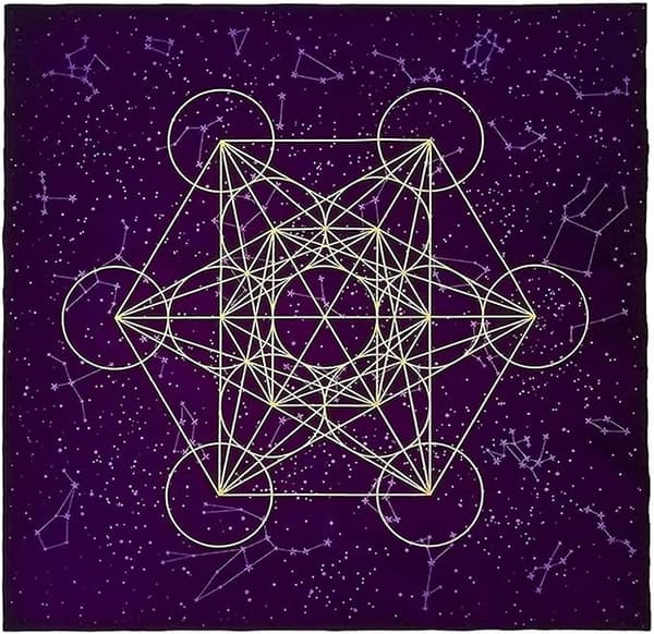 Tryckt Lila Sammet Tarot Duk - Helig Geometri - för Tarot