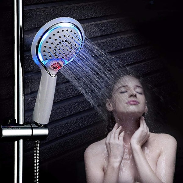 Led brusehoved, led håndbruser, 3 farver temperaturkontrol brusehoved