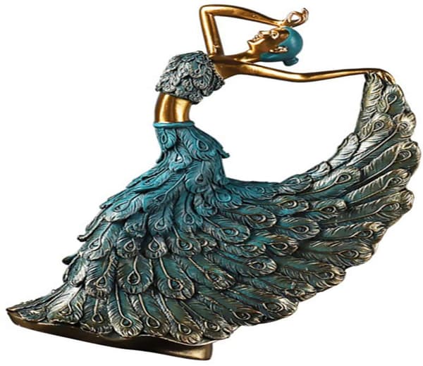 Påfågel dansare figurin staty dansande flicka staty romantisk prydnad