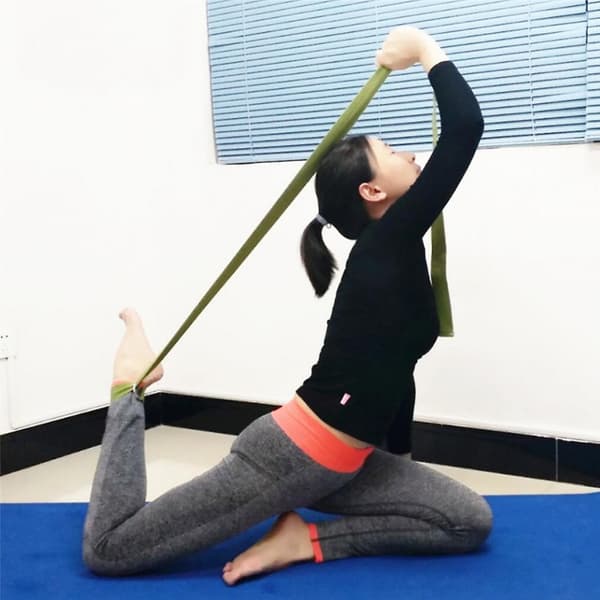 183cm Bomulds Yoga Stræk Bælte Spændingsbælte-sort