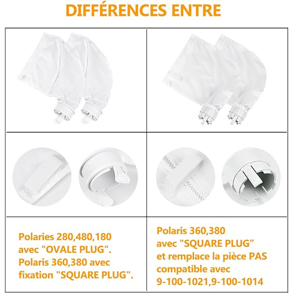 Polaris 280 ja 480 puhdistuspussi, nylon vetoketjupussi