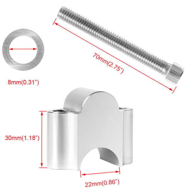 Motorcykelstyre Riser, 7/8'' (22mm) Universal Aluminiumlegering
