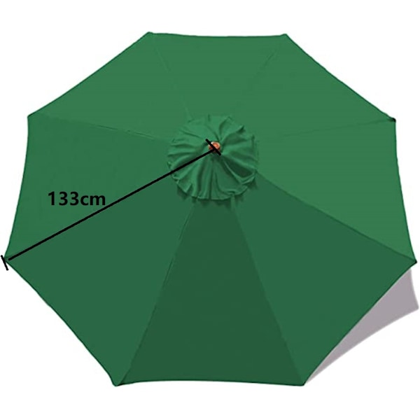 Parasol-erstatningsbetræk - 8 ribber - Diameter 2,7 m - Vandtæt - UV-beskyttelse - Erstatningsstof - Grøn