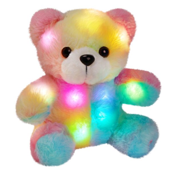 LED Plysj Teddybjørn Fargerik Lys Opp Fylt Dyr Slapp Nattlys