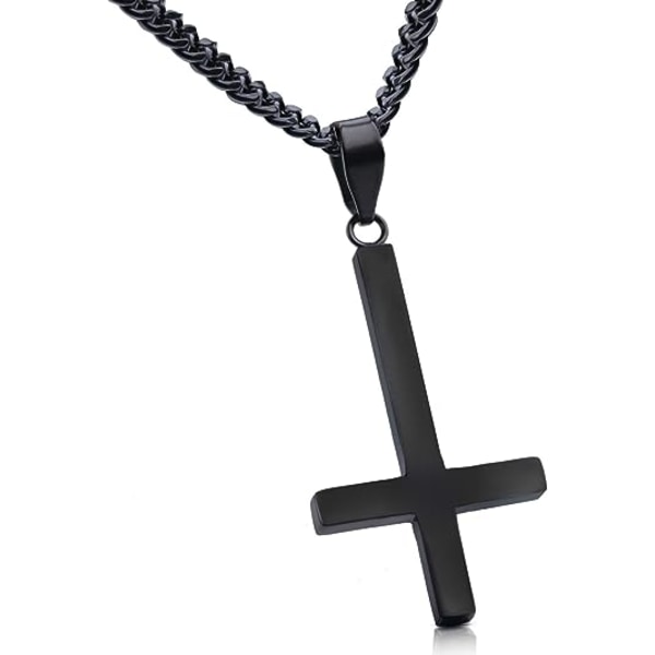 Smykker rustfrit stål omvendt kors halskæde til kvinder mænd 24 tommer kæde