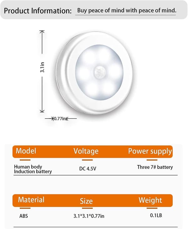 Bevægelsessensorlys, 3-pak opgraderet version LED-nattelys, M