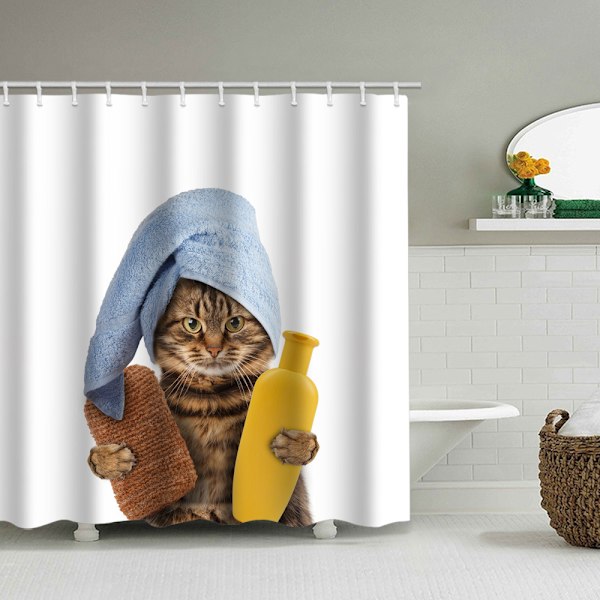 1 st söt katt duschdraperi polyester bad gardin vattentät, Mi