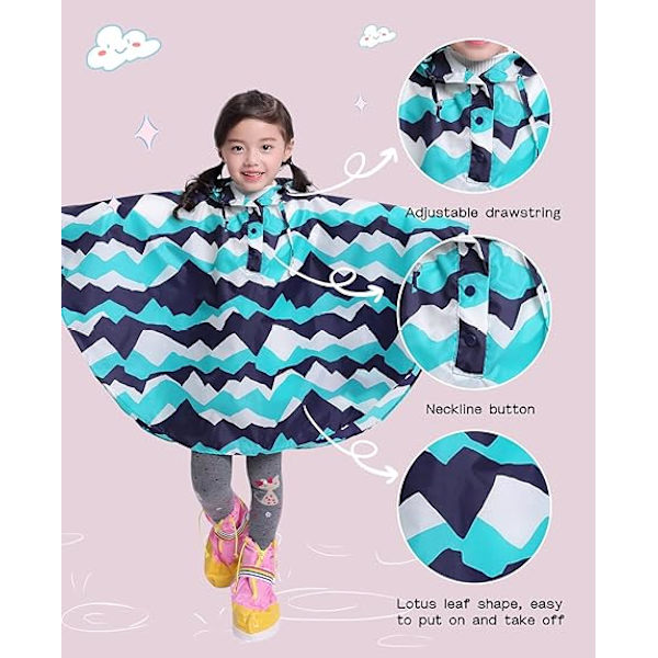 Barn Poncho Regnrock Lätt Regnrock Barn Poncho Pojkar Flickor 4-7 År