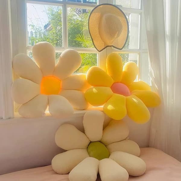 Blomstergolvkudde Blomformig Kudde Söt Sittdyna Solros