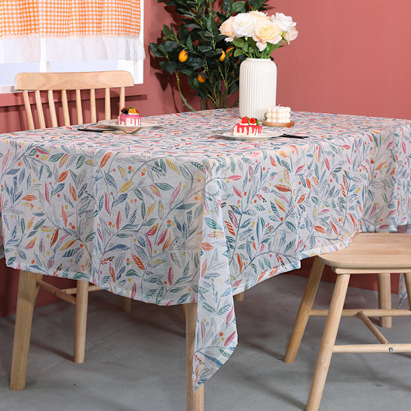 Amerikansk lantlig rustik polyester och linne tryckt små blad