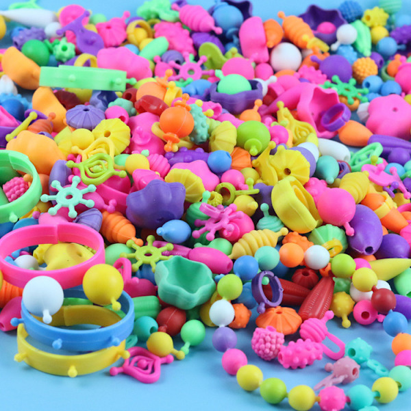 Mångfald av Pop Beaded Pop Beads 500+ Snap Together DIY Bead Kit f