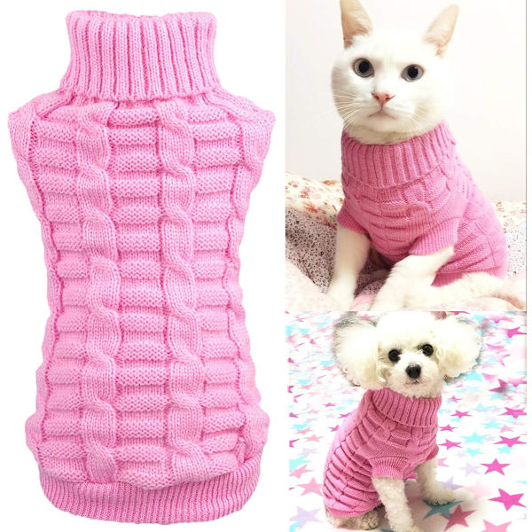 Strikkede fletninger fletning turtleneck sweater strikvarer overtøj til hunde