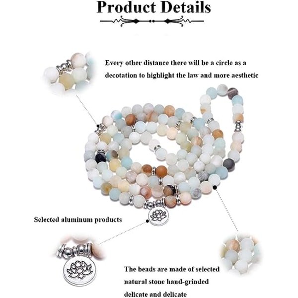 8 mm Naturlig Sodalit Sten Helande Ädelsten 108 Mala Beads Wrap B