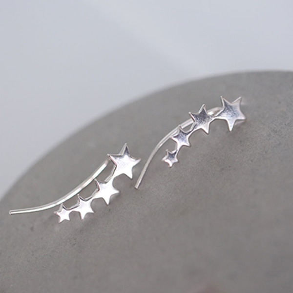 925 Sterling Silver Star Crawler Earrings Cuff for Women Climber