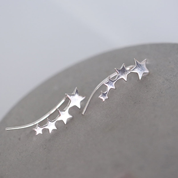 925 Sterling Silver Star Crawler örhängen manschett för kvinnor klättrare