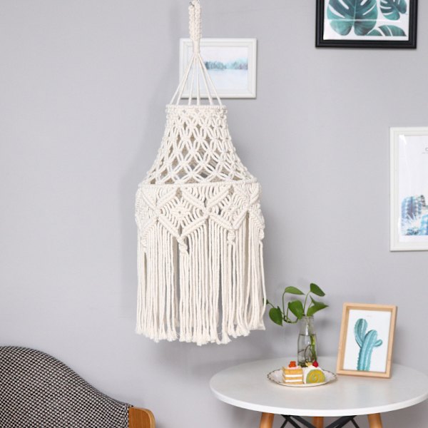 Handvävd spetslampskärm - Boho heminredning