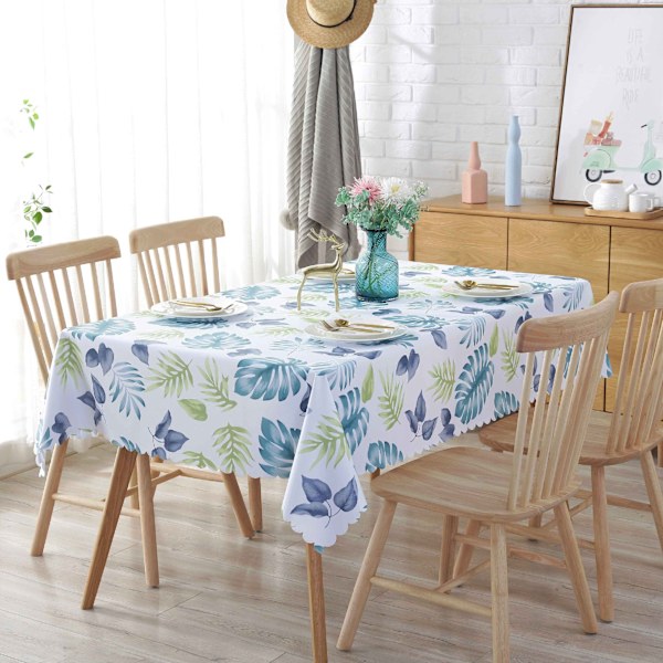 1 st rektangulär vaxduk 135 x 220 cm i pvc-mönster blad växter vacker vattentät vaxduk