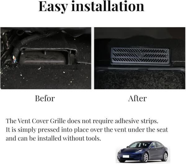 2 stk. Model Y Grilltilbehør, Luftstrømsventilgrilldeksel for Te-sla Model Y, Seteventilmaske Model Y 2020-2024 Tilbehør