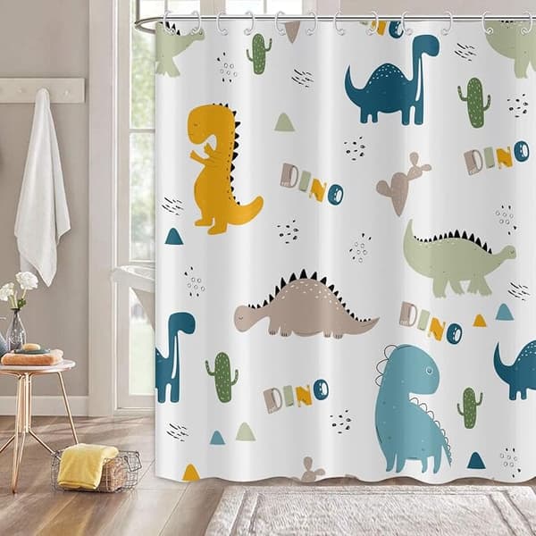 1 st söt dinosauriemönster polyester tyg duschdraperi, 180 x 1