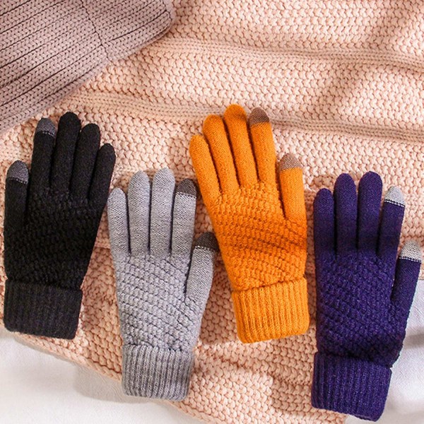 1 Pair Knitted Gloves Elastic Knitted Fabric Flexible Touch Scree