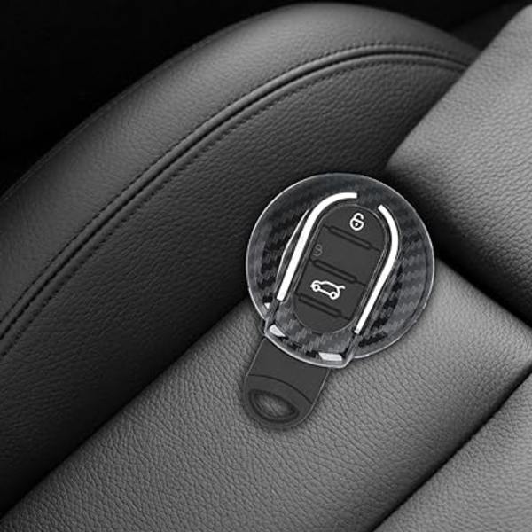 Bilnøkkeltilbehør Kompatibelt med Mini Smart Key 3 Knapper - Karbon Svart
