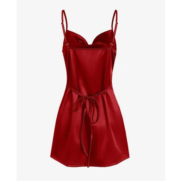 Kvinders Satin Ærmeløs Spaghetti Stropper Mini Kjole Side Slidse Pil