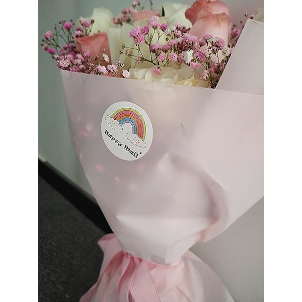 Regnbue Happy Mail Stickers 1,5 tommer Mailing Sticker - 500 stk. Tak-etiketter