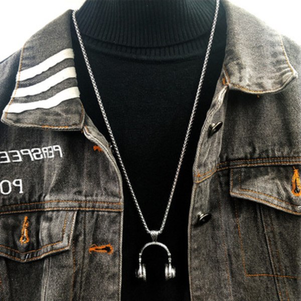 Apopo mode rostfritt stål hörlurshänge halsband för män silver