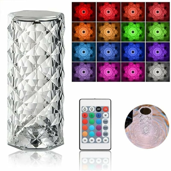 Diamond Crystal Bordslampa, 16 färger Touch USB Laddning säng