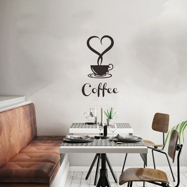 Väggdekal en kopp kaffe, väggklistermärke, modern väggdekoration