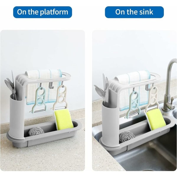 Diskho-svamp hållare kök diskho arrangör multifunktionell diskho rack utdragbar diskho rack kök diskho förvaring kök diskho diskhanddukar kök diskho förvaring grå vit 34-50cm