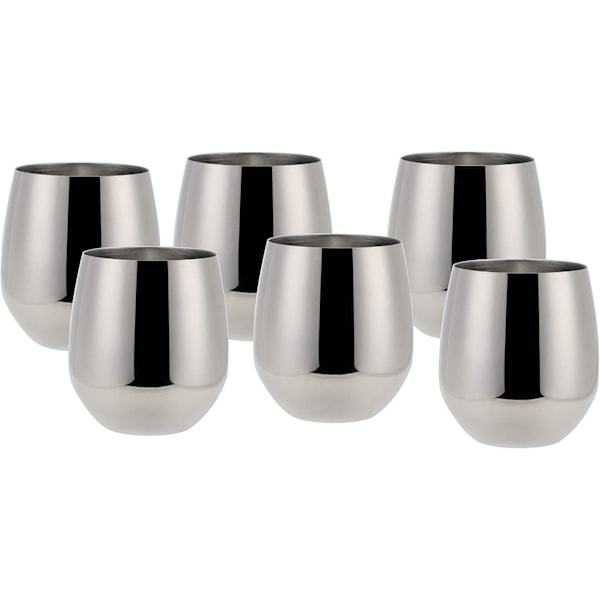 Set med 6 rostfria vin- och vattenglas, silverutgåva, 500 ml, 10 x 7,6 cm, 10 x 7,6 cm