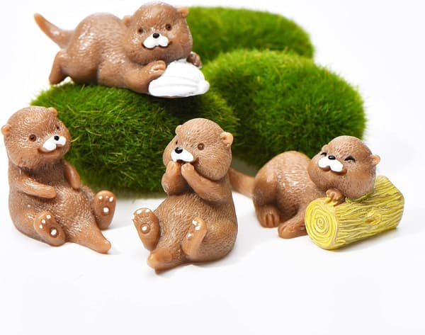 8 stk. Miniature Otter-figurer Små Otter-legetøj Dekorative S