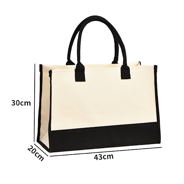 Klassisk sort og hvid lærred tote taske, BLANK, 43 x 30 x 20cm