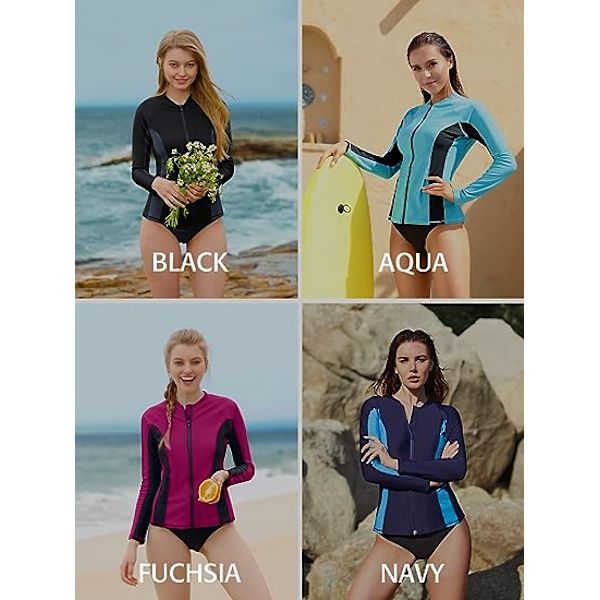 Kvinnors Rashguard Baddräkt Dragkedja Fram Solskydd Baddräkt UP