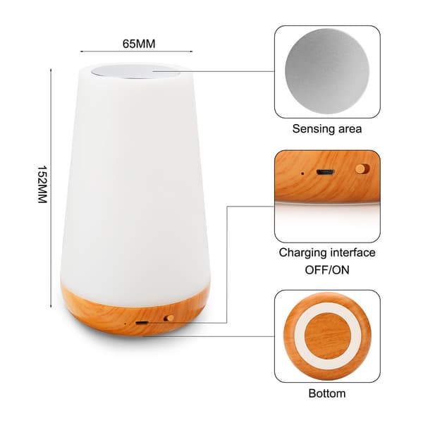 1 stk. LED-bordlampe med touch-sensor + dæmpbar varm hvid